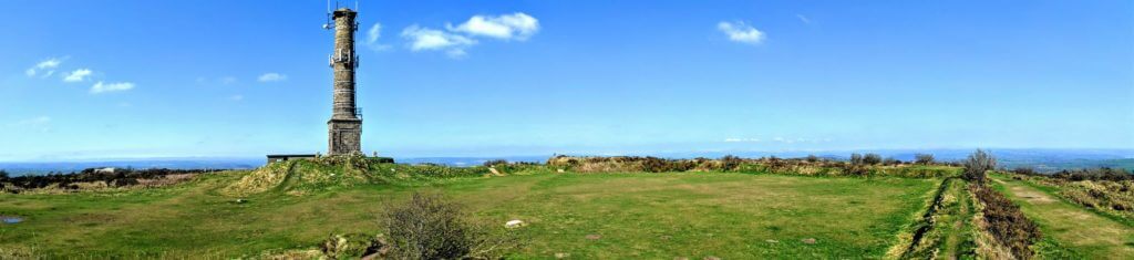 Panoramic view of the summit of Kit Hill, Cornwall on a clear day