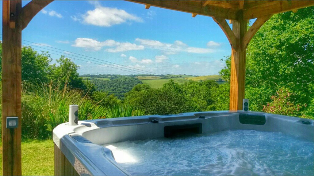 The view from the hot tub at Orchard Cottage